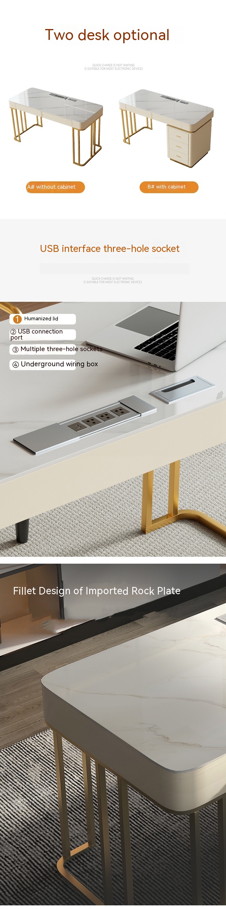 Marbre Office Furniture L Shaped Executive Office Table for Commercial Furniture