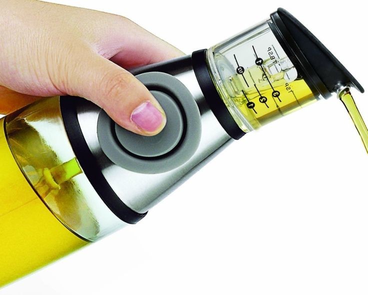 Glass Vinegar Press And Measure Oil Dispenser 500ml With Silicone Button