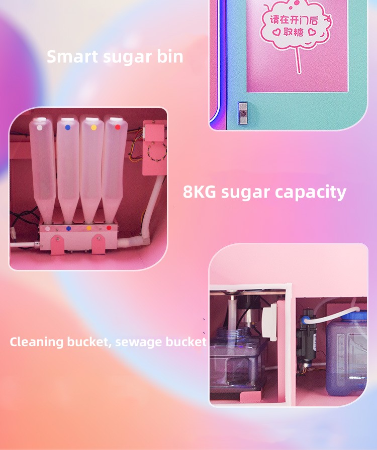Amusement Game Center Cotton Candy Fairy Floss Vending Machine Coin Operated 110V