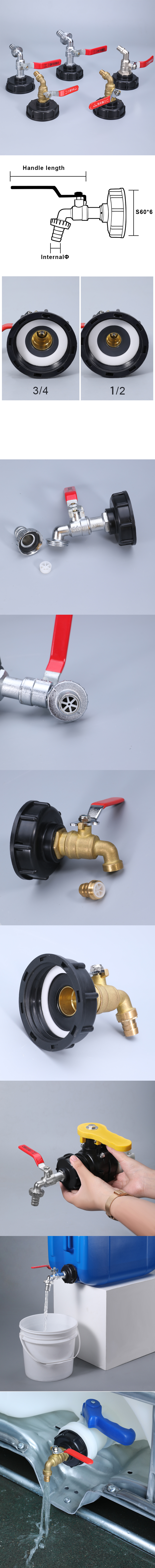 Flange Connection Water Tank Tap Adapter 1/2 3/4 INCH Iron Brass Valve Fitting Parts