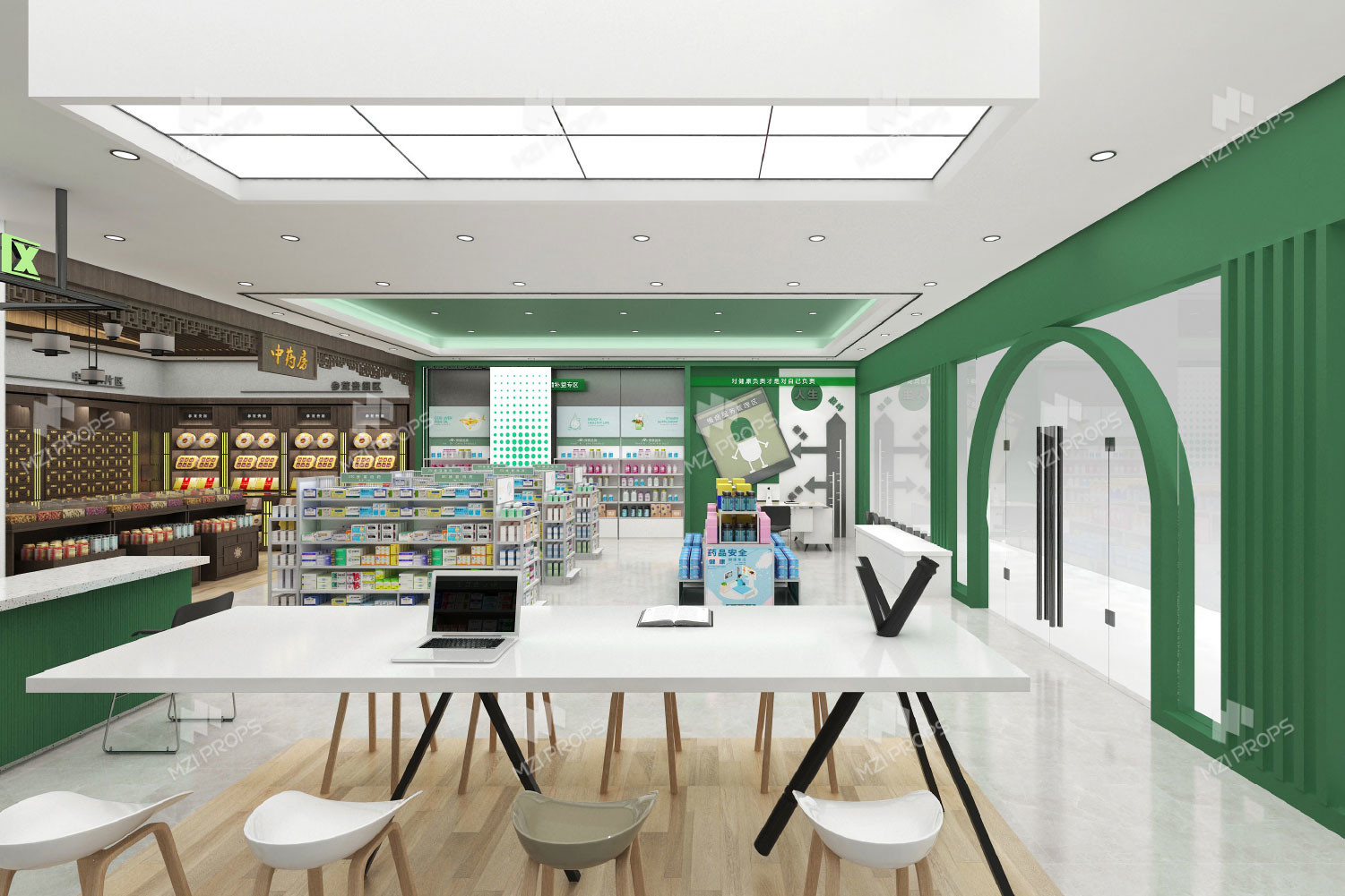 04-XDZYS Pharmacy Shop Display With Modern Professional Style