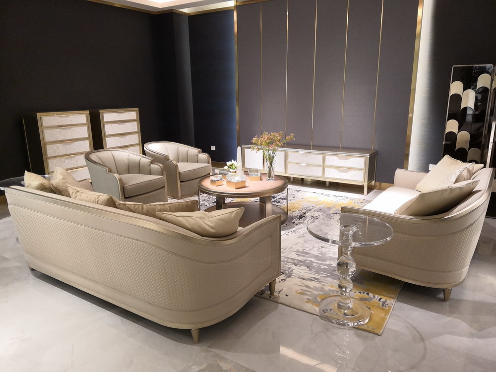 Elegance American style furniture in Light luxury design for Villa house living room leather sofa factory directly sale