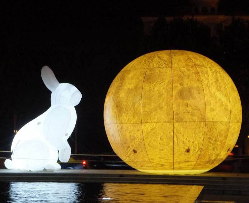 Giant Advertising Inflatable Moon Model With Led Light / Large Inflatable Moon Balloon For Decoration