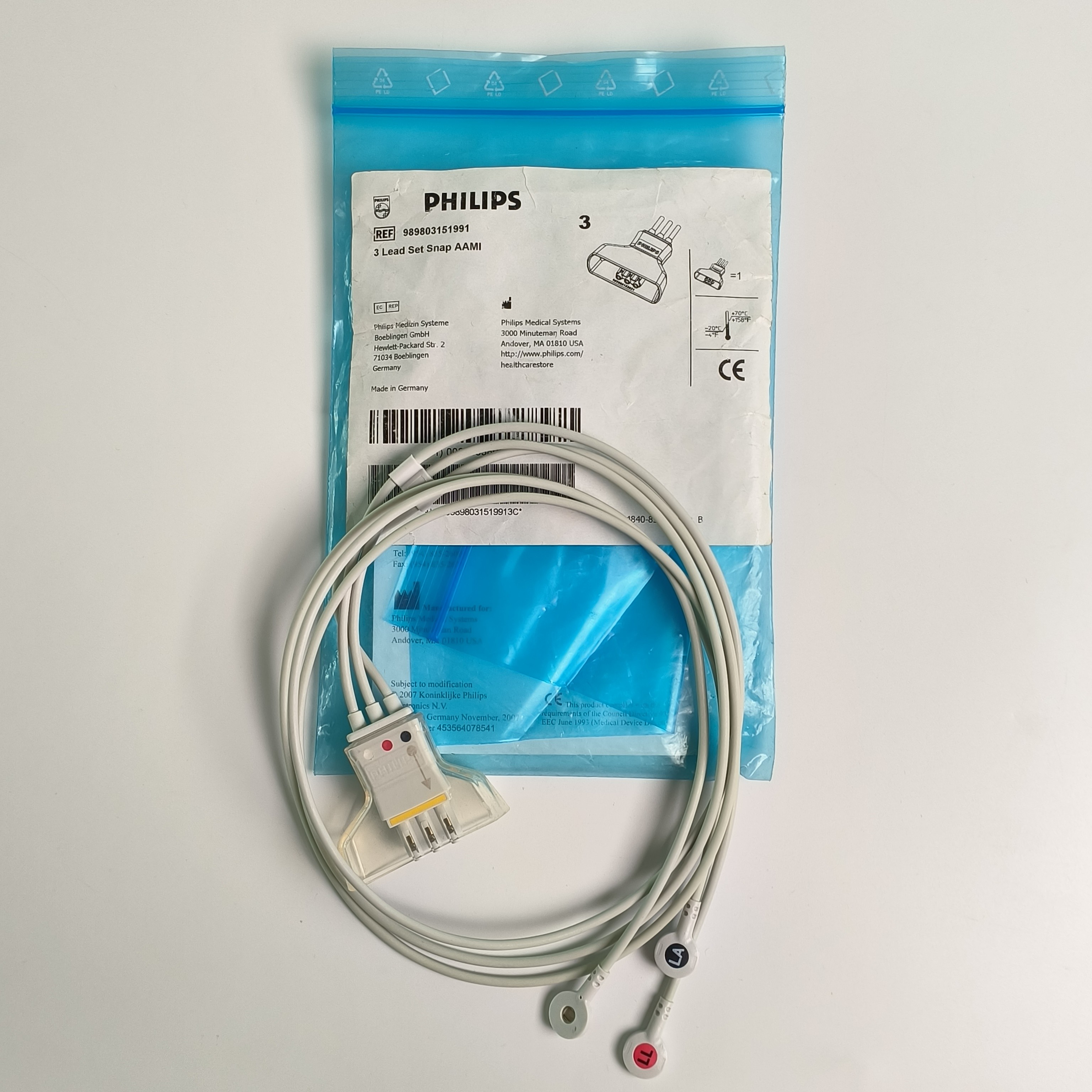 PHILIP Original 3 Lead Set Snap AAMI REF 989803151991