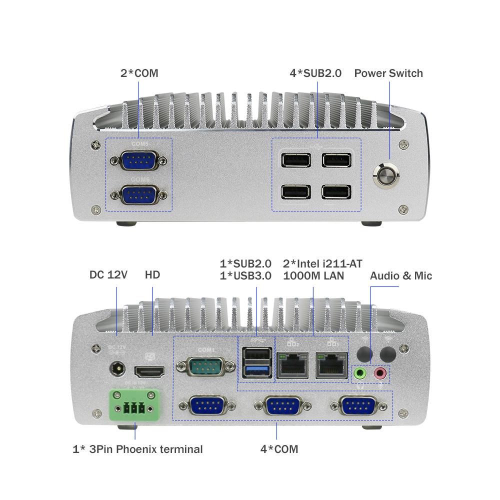 2*COM 4*SUB2.0 HD Industrial Mini PC IBOX-101 Plus With HDMI Mini PCIe/MSATA