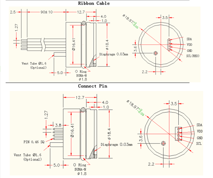 High Accuracy Digital I2c Pressure Sensor 316L Stainless Steel Housing