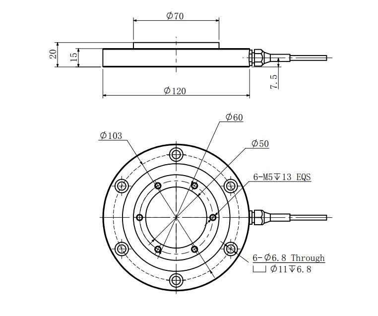 10-500kg Load Cell Ring 0.3% Strain Gauge Force Sensor