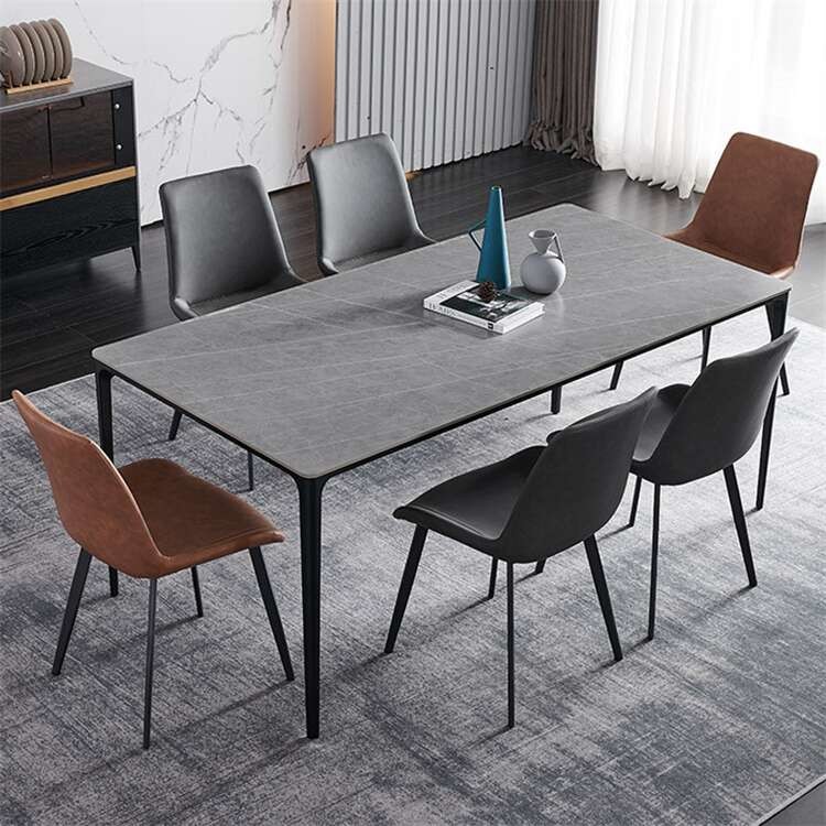 Quartz Stone Tabletop Luxury Wood Dining Table Set OEM ODM