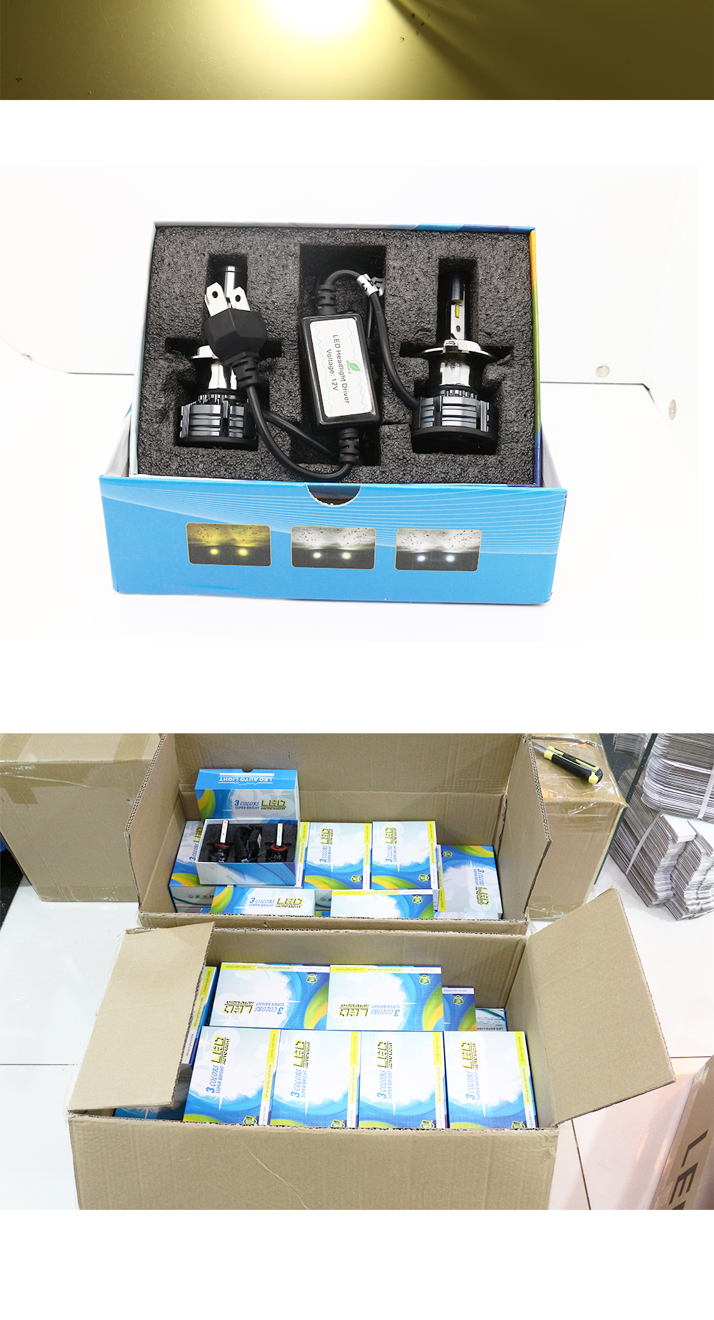 Universal 3 Color Brightest Led Headlight Bulbs H1 H3 H4 H7 H11 9005 9006