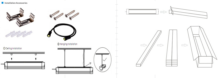 Outdoor using waterproof dustproof IP68 led tri-proof light vapor proof Led tube fixture