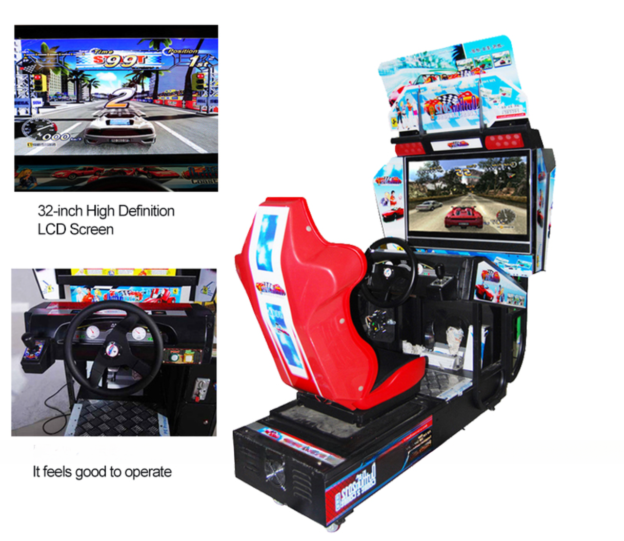 Earn money 32LCD HD Screen Super Outrun Car Racing Games Simulator Driving Video Game Machine