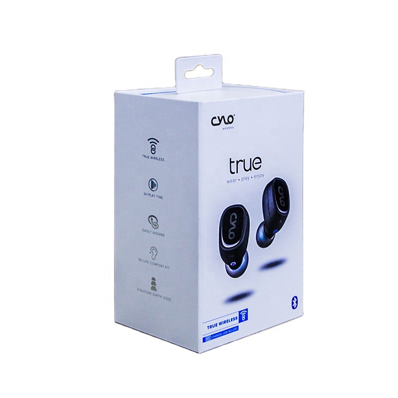 Customizatable Earphone Package Style In Folding Cardboard Book Type Box With Plastic Window