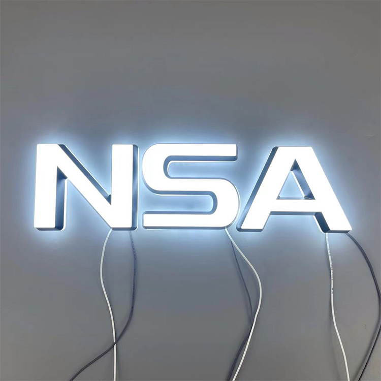 Backlit Letters on the Front of the Door Sign Acrylic Metal Backlit Characters 3D LED Billboard Logo