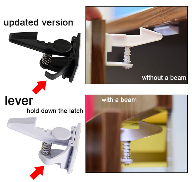 Updated Version White Or Black Spring Baby Safety Child Cabinet Lock