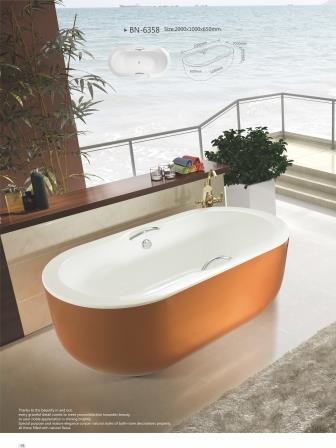 Acrylic Luxury Shower Bathtubs Free Standing Bath Tubs 650mm With Center Toe Tap Drain