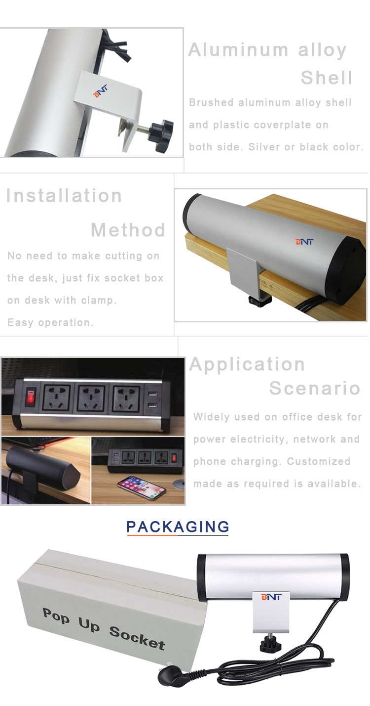 Office power supply solution clamp on table top power socket with usb
