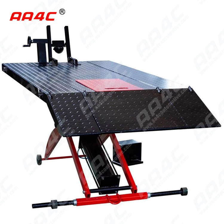 AA4C 450kg 1000lb Air Operated 48" Width ATV Motorcycle Lift Table with Side Extensions Motorcycle ATV Lift Jack Hoist