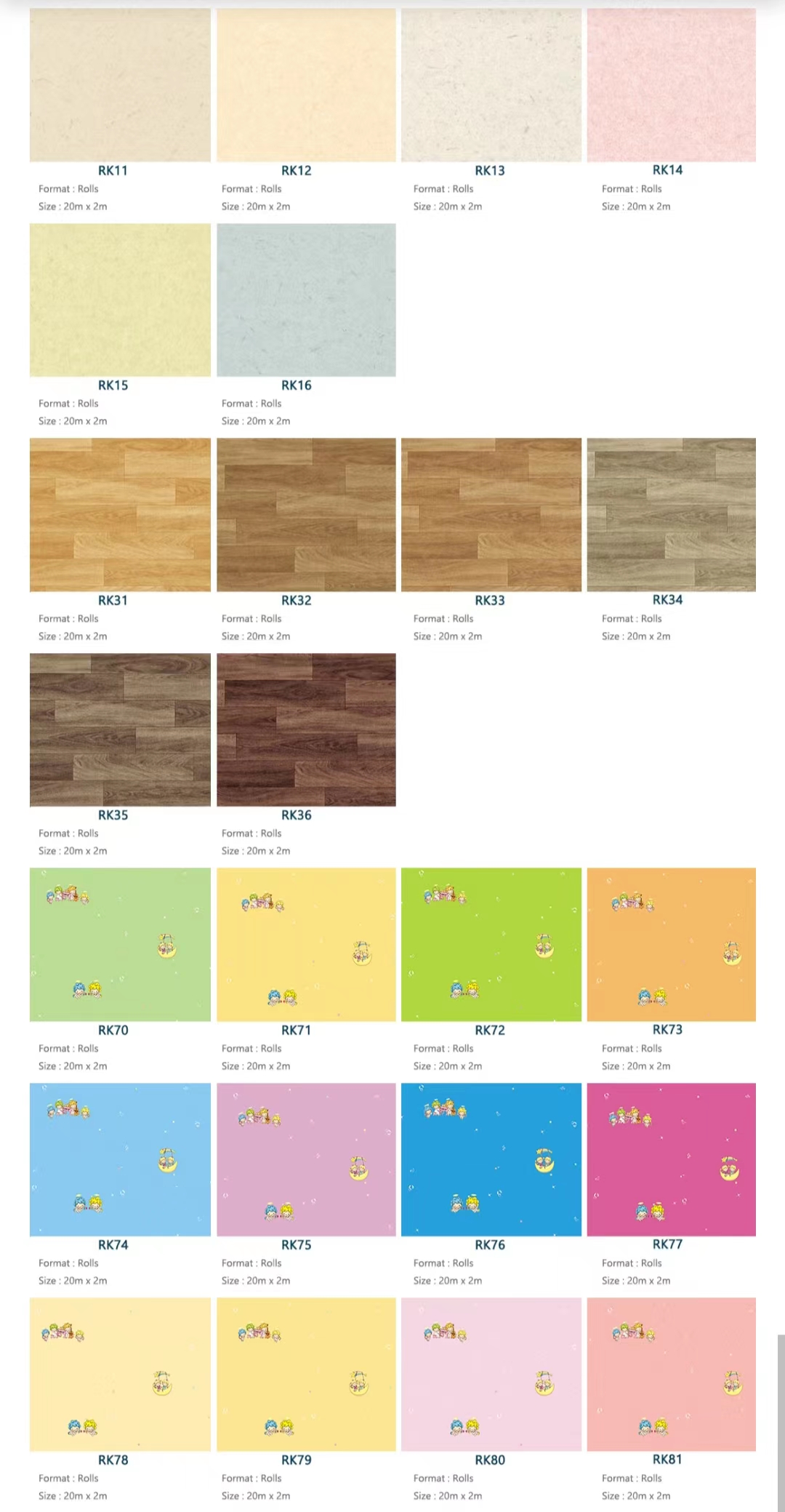 Relle Safety Kindergarten Flooring PVC Colorful Vinyl Flooring for More than 600 Kinds