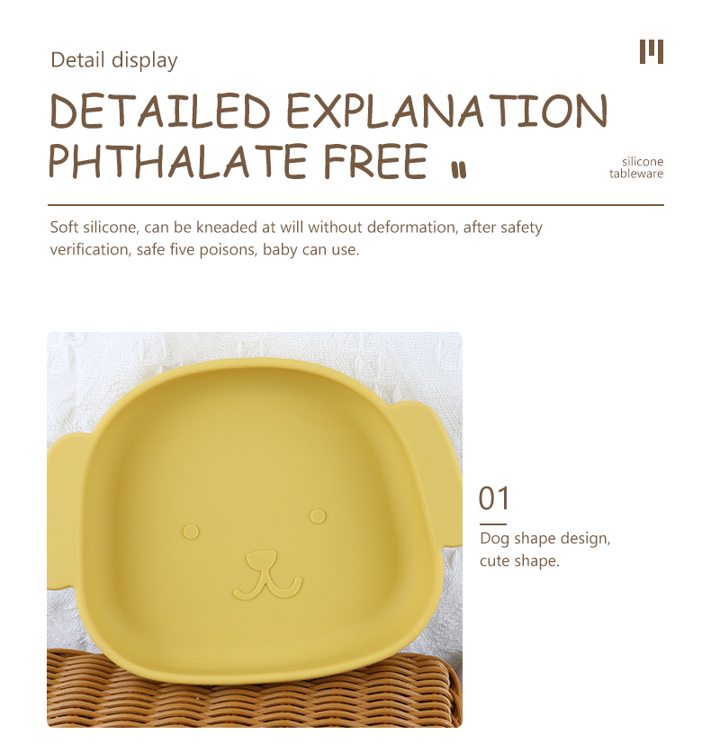 Dog Shape Toddler Silicone Plates Food Grade Non Toxic Eco Friendly