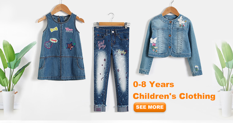 Childrens Girl Black Jeans Pants With PU Patch On Knee OEM Custom Design