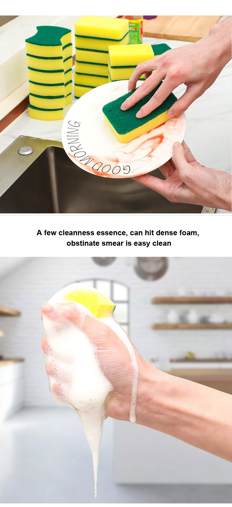 9*6*3cm Customized Cleaning Kitchen Sponge Multipurpose Erosion Resistant