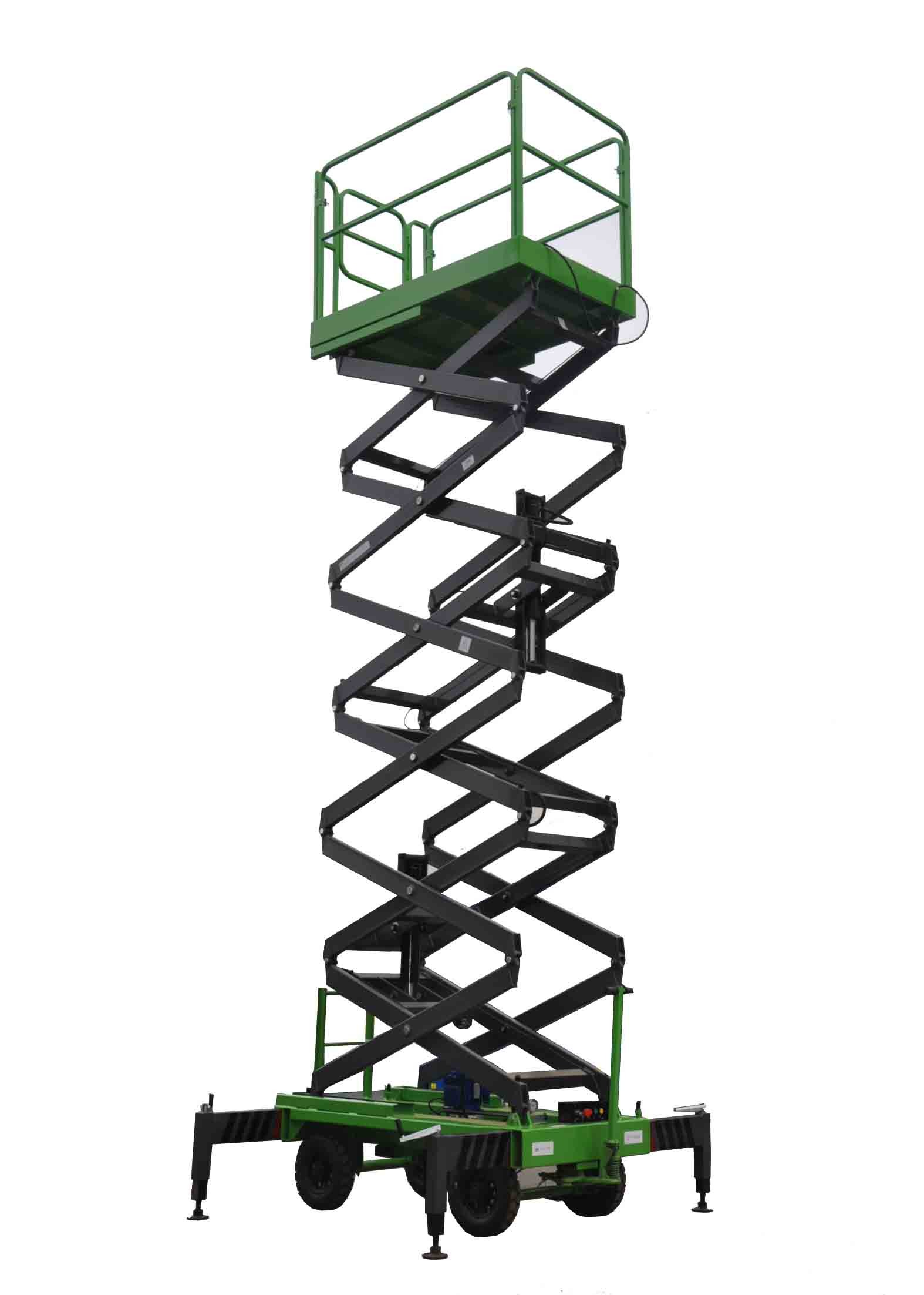 7.5 Meters Manual Pushing Mobile Scissor Lift X-Lift Platform 500Kg In Green