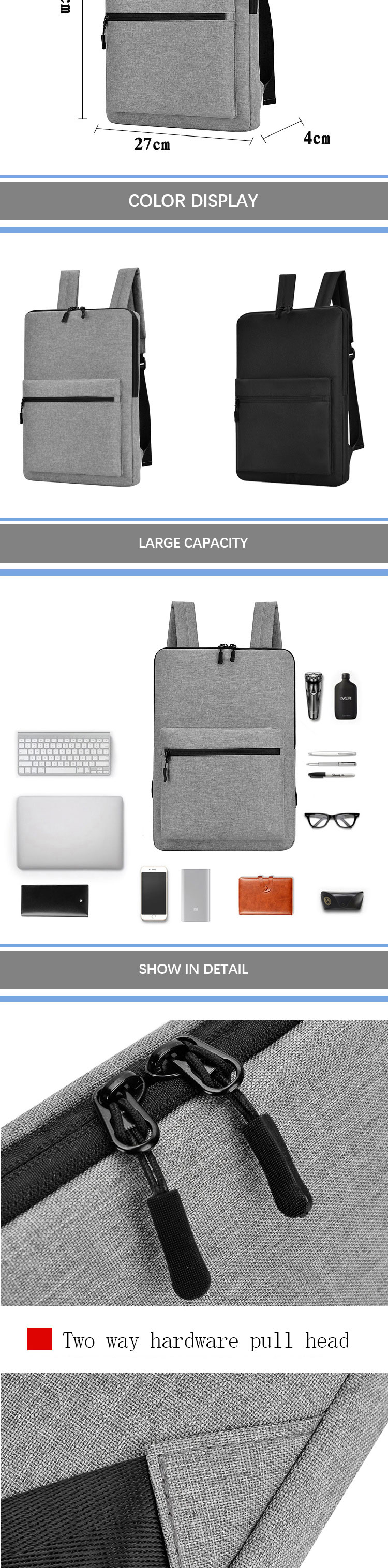 Portable Men 15 Inch Laptop Smart Backpacks Ultra Thin Leisure Business Bag With USB