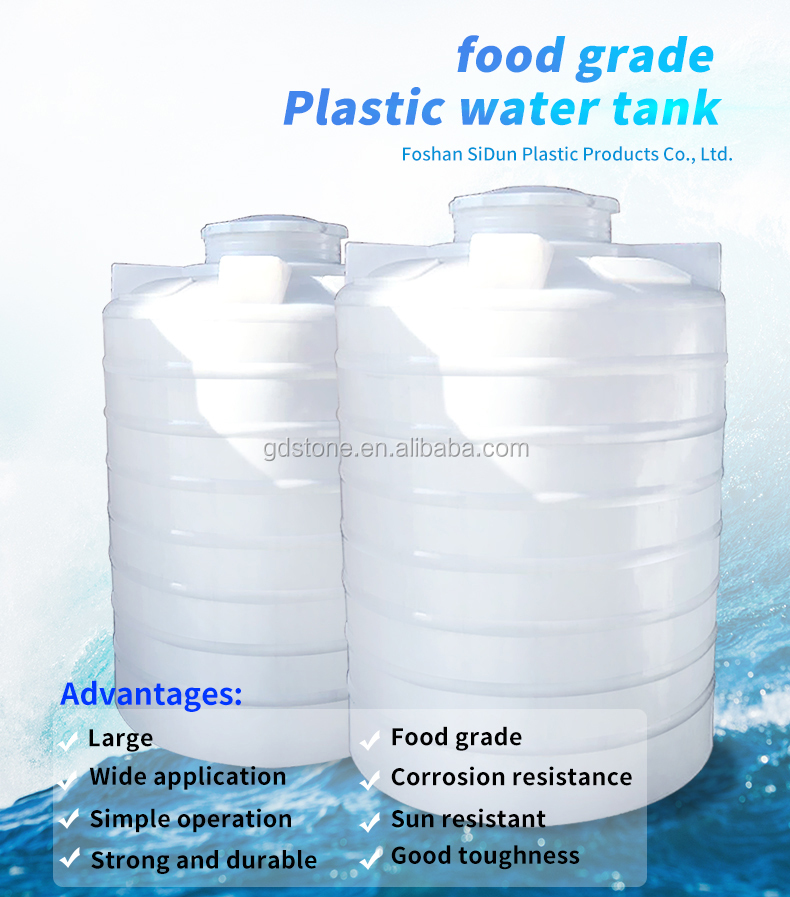 ISO 9001 Cylinder Outside Water Storage 1000 Ltr Water Tanks Top Dia 720mm
