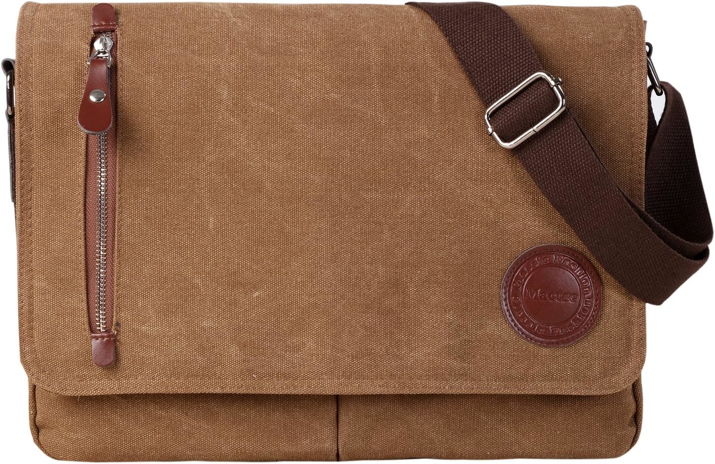 VINTAGE CANVAS SATCHEL MESSENGER BAG FOR MEN WOMEN,TRAVEL SHOULDER BAG 13.5" LAPTOP BAGS BOOKBAG