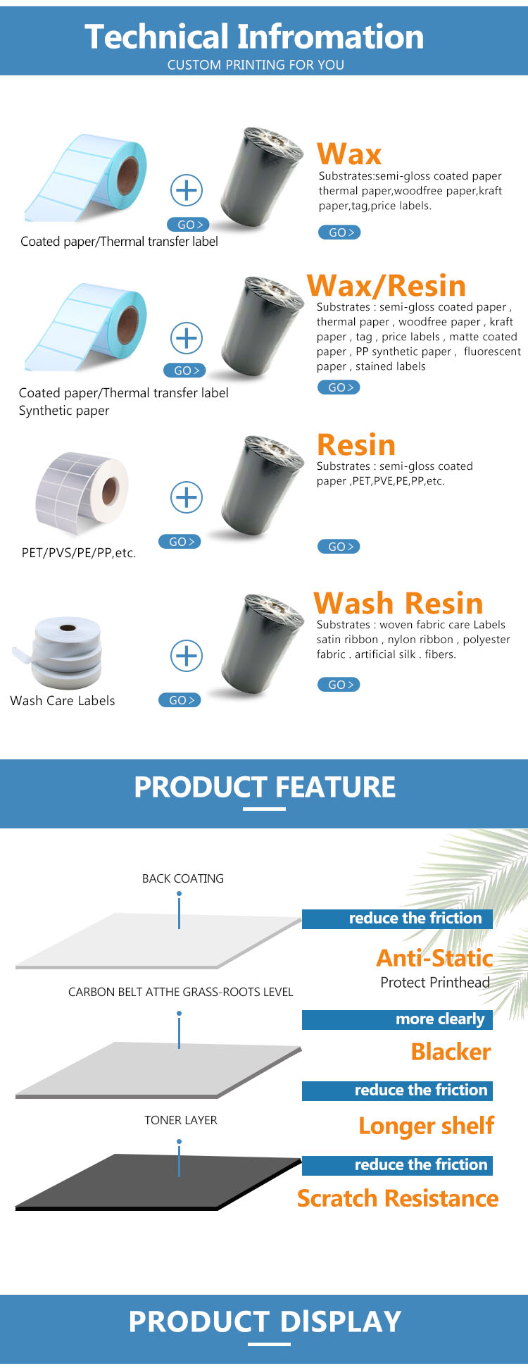 Polyester Film Printing Resin Thermal Transfer Ribbon Ricoh B110cr Printer Compatible Label Tape