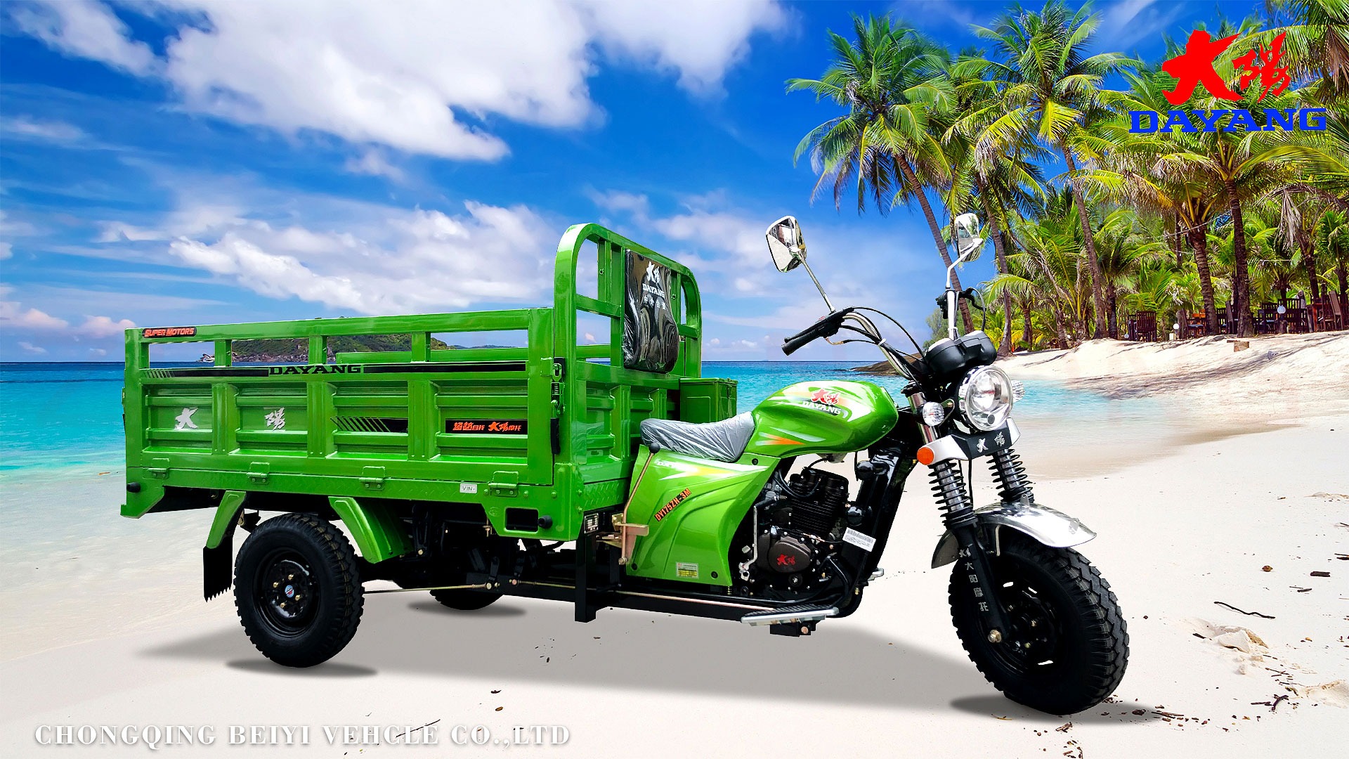 Front/Rear Tire 5.0-12 Heavy Duty Battery Powered Cargo Bike Tricycle with 175cc Engine
