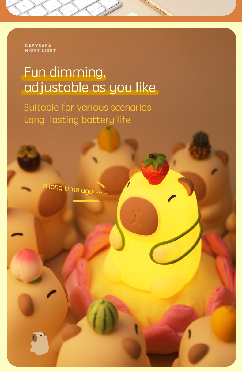 Rechargeable Lovely Design Soft Silicone Capybara Night Light For Child's Bedroom
