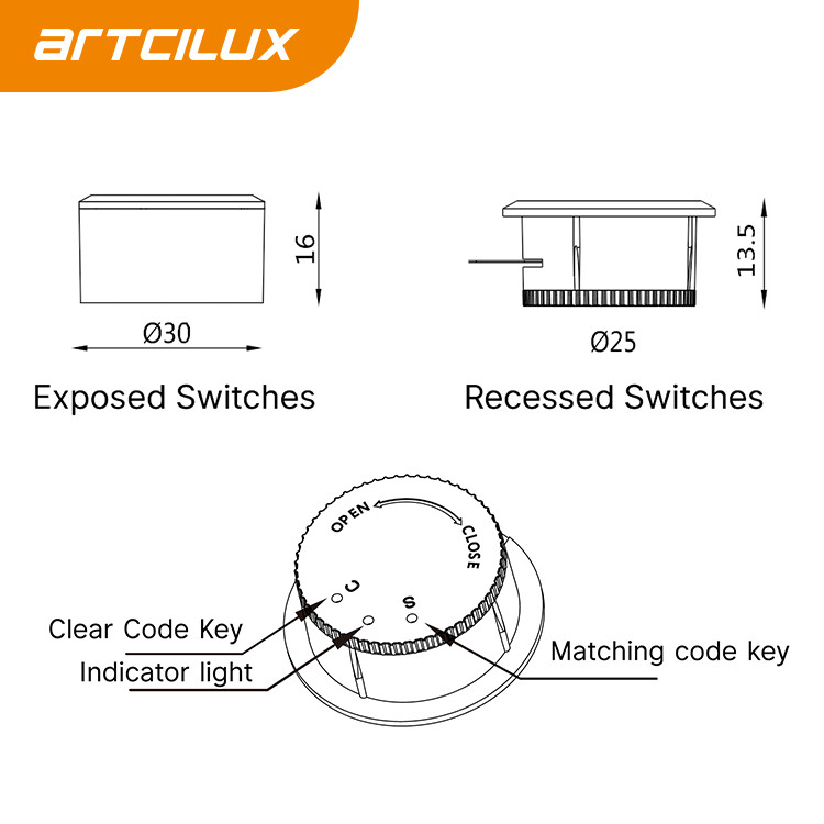 Small Round Wireless Sensor Switch 2.4GHz Dimmer Touch Control Sensor Switch