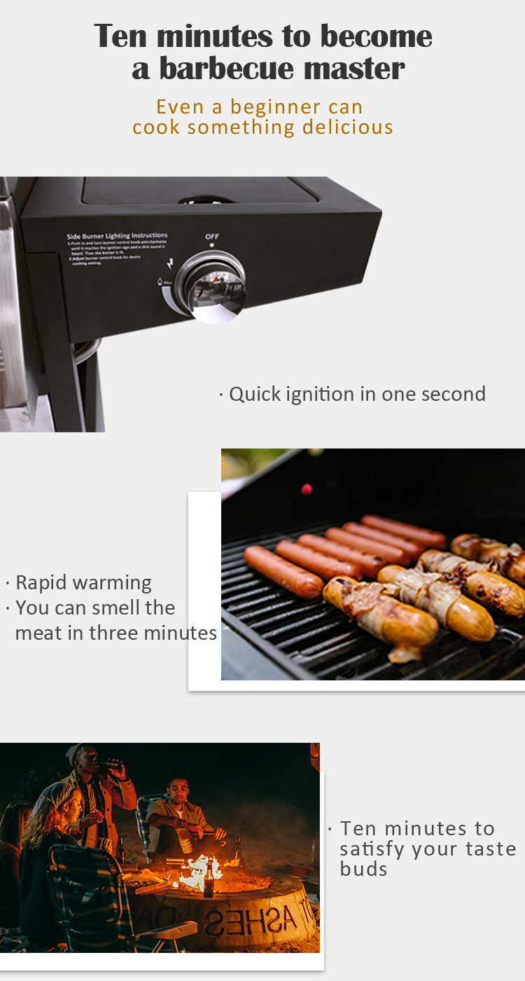Regulate Temperature Gas Grill Durable Multiple Oven BBQ Smoker for Outdoor Barbecue