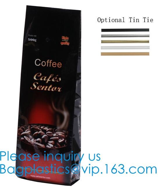 BRC Standard Qual Seal Kraft Paper Bags With Tin Tie Coffee Bags Plastic Valve,Customzed Side-Gusset Valve Tintie Plasti