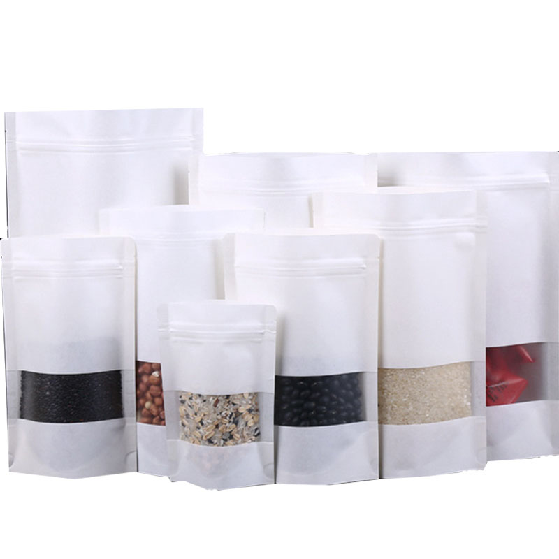 Zipper Top Kraft Paper Food Packaging Bag with Self-supporting Design and PE Material