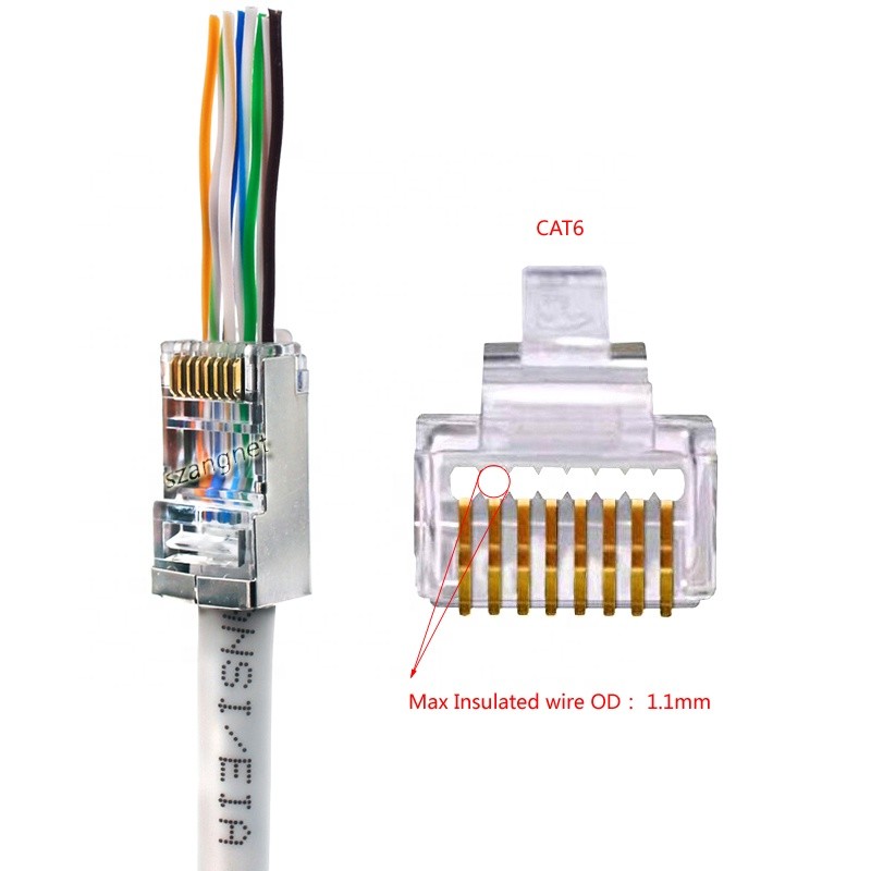 24 AWG Network Cable Assembly RJ45 Through Connector