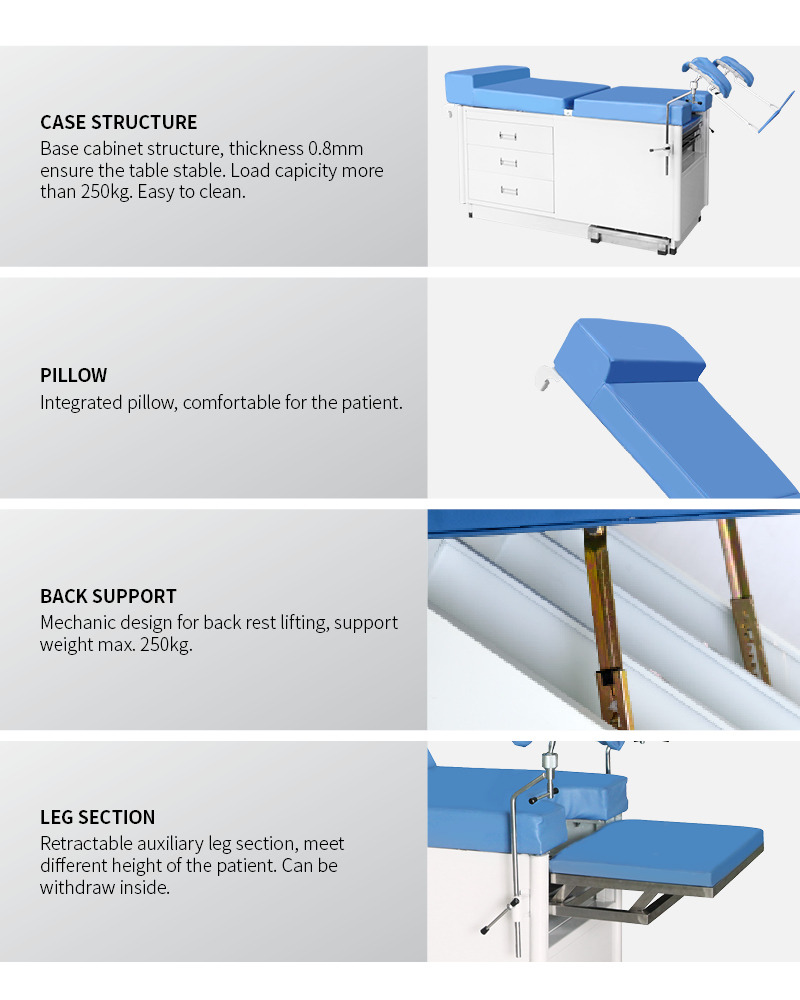 2 Function Medical Obstetric Exam Couch Manual Hospital Delivery Operation Gynaecological Table With Cabinet
