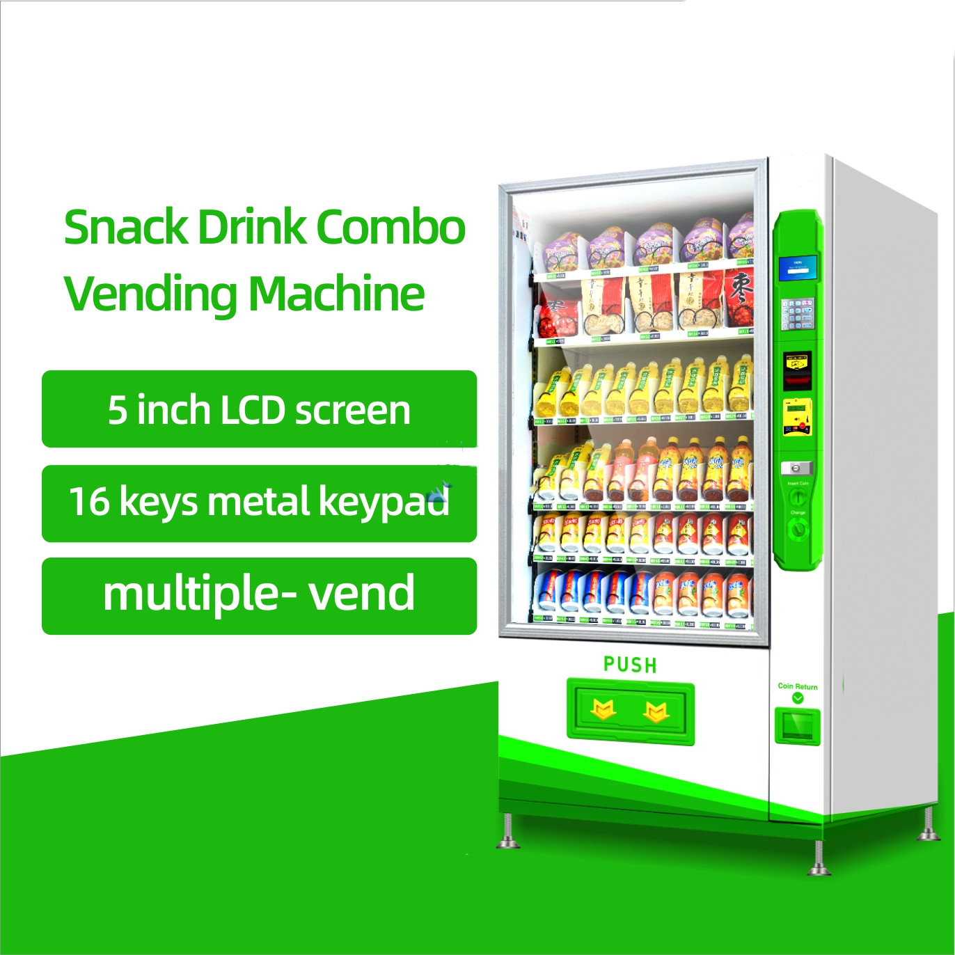 Commercial Usage Coin Bill Credit Card Vending Machine 30W SDK Functions