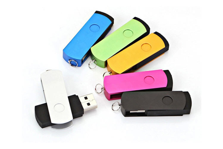 Factory supply 64G 2.0 red color swivel twist metal USB with customized logo and package show life brand