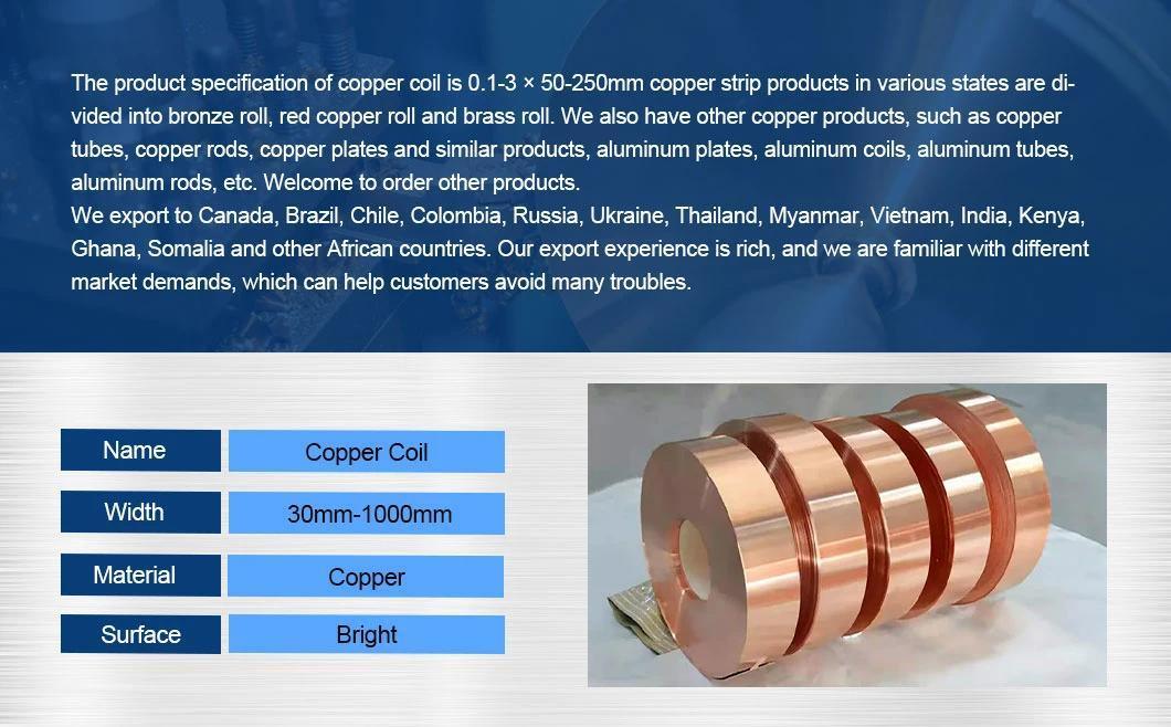 99.9% Pure Copper Strip C1100 C1200 C1020 C5191 Copper Coil Tinned Copper Tape Foil Factory