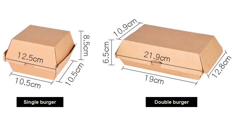 2 Sizes Kraft Paper Burger Box , Burger Takeaway Box Thickness 250gsm