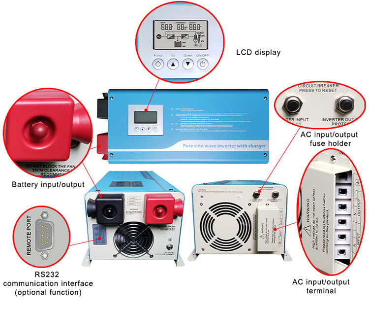 1000W ~ 3000W Pure Sine Wave Power Inverter Residential Solar Inverter