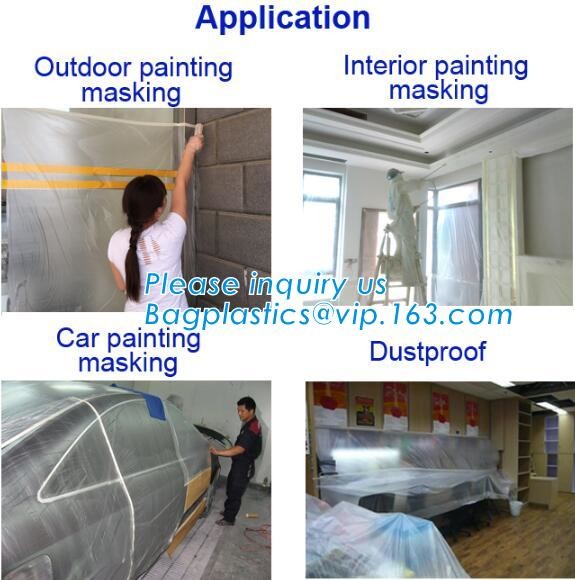 Pre-tapd paint masking film HDPE,Car paint repair masking film with tape, Hot sell masking film with adhesive tape, PAC