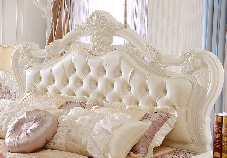 2018 European Style Antique wooden king size soft bed