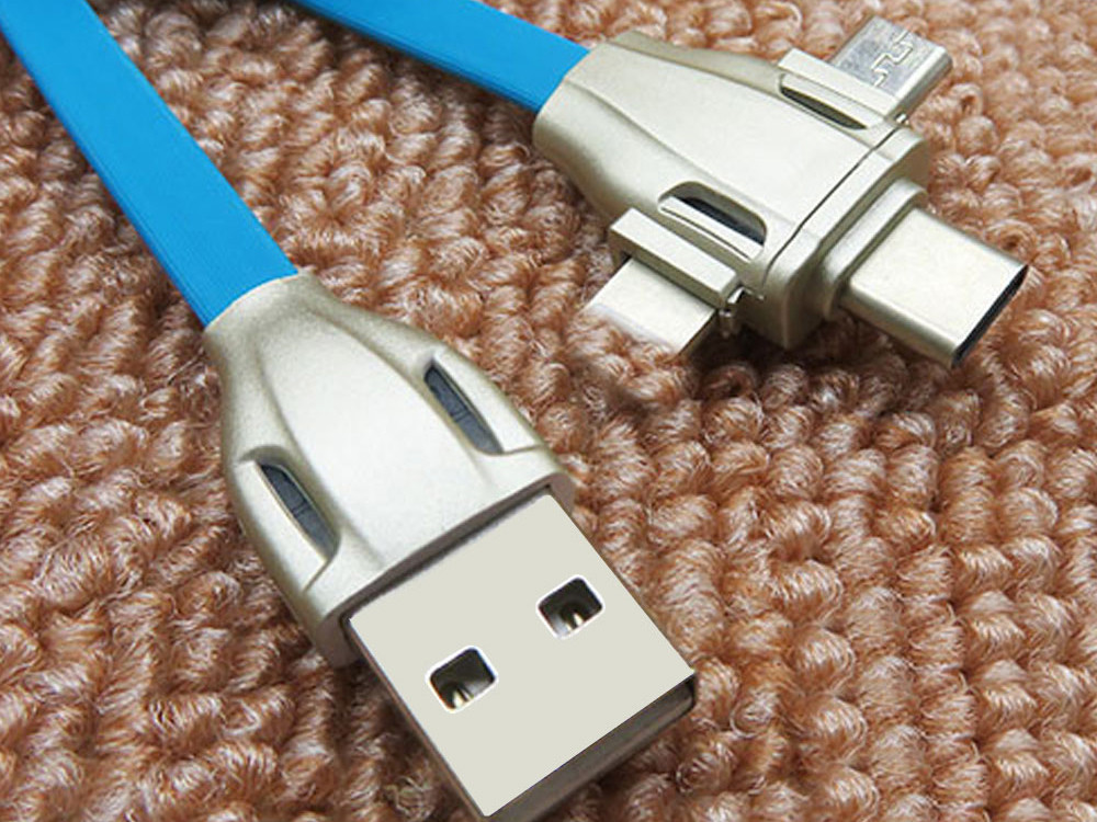 Micro/8Pin/Type C 3 In 1 Usb Data Extension Cable , Fast Charging Extending USB Cord