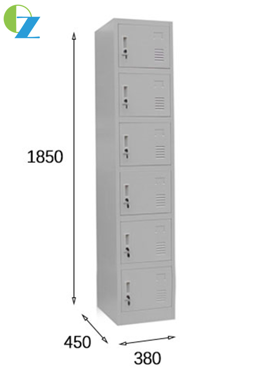 6 Layer Single Door Steel Office Lockers Clothes & Shoes Steel Cabinet