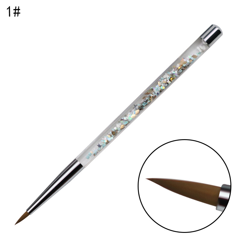 Glitter Handle Nail Art Brush Size 5-7 Kolinsky Acrylic Liquid Nail Art Tools
