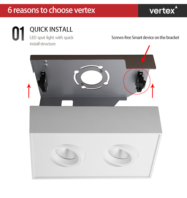 360 Degree Rotation Surface Mounted Square Led Downlight Cob Led Downlight
