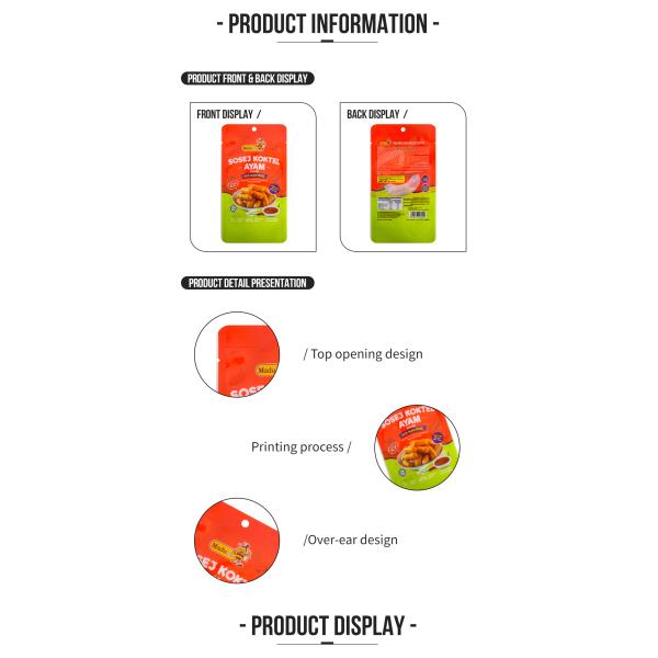 Customized Plastic Food Bags Sausage Packaging Bags Meat sealed Packaging Bag With Zipper